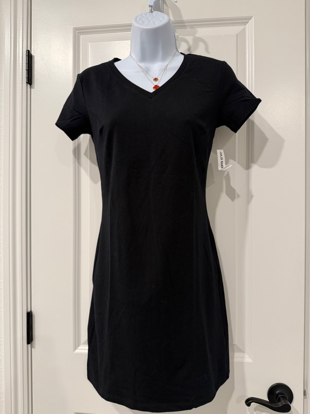 Old Navy Black V-Neck T-Shirt Dress